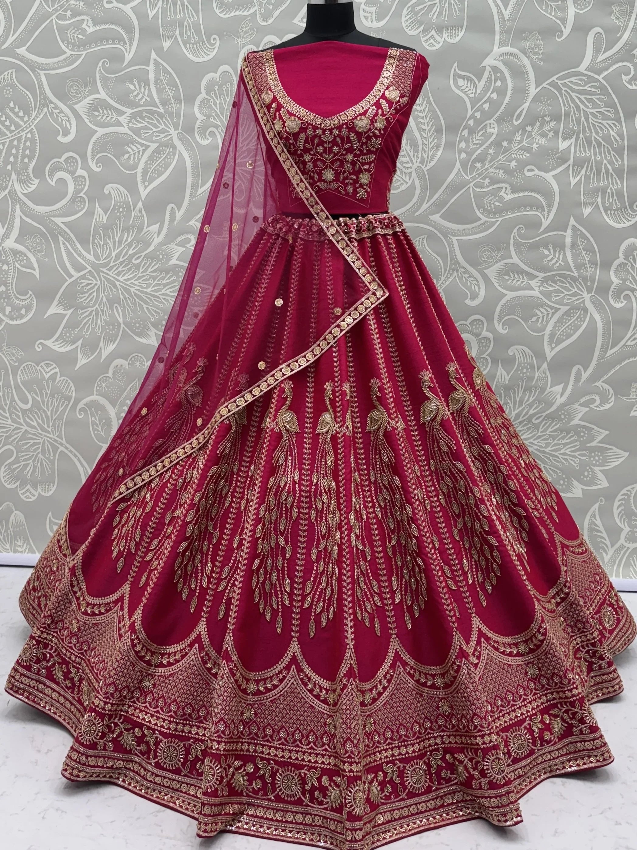 Pink Stylish Hand Work Bridal Lehenga Choli With Double Dupatta