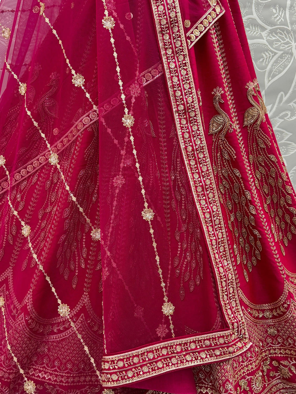 Pink Stylish Hand Work Bridal Lehenga Choli With Double Dupatta