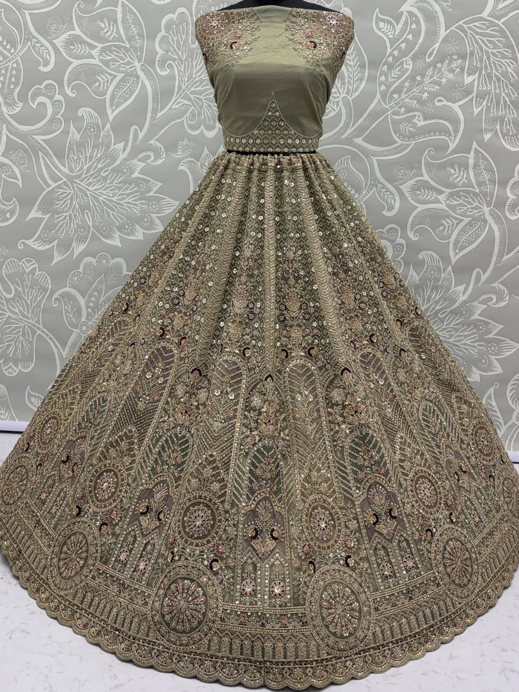 Green Adorable Sequins Net Bridesmaid Lehenga Choli With Dupatta