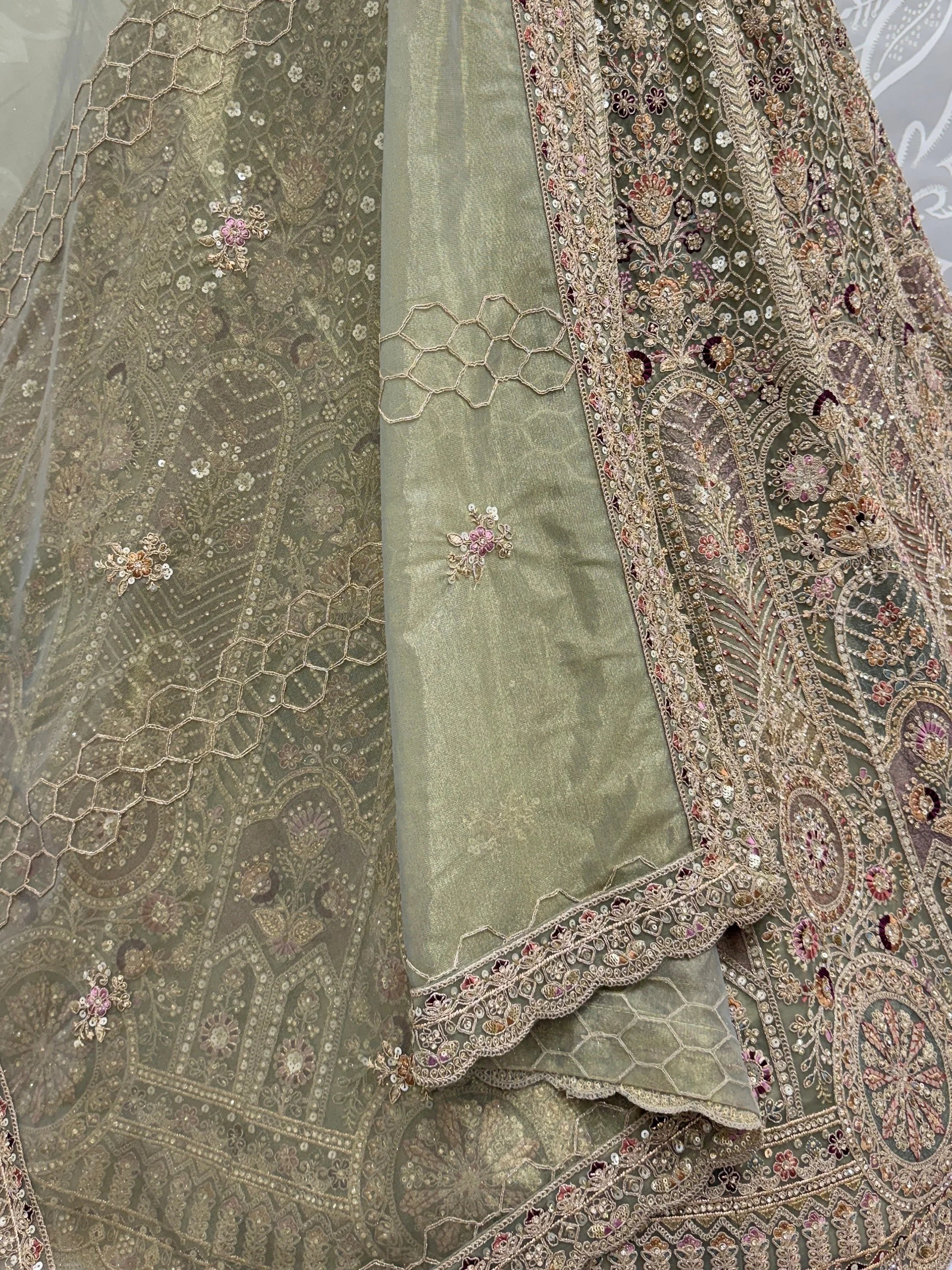 Green Adorable Sequins Net Bridesmaid Lehenga Choli With Dupatta