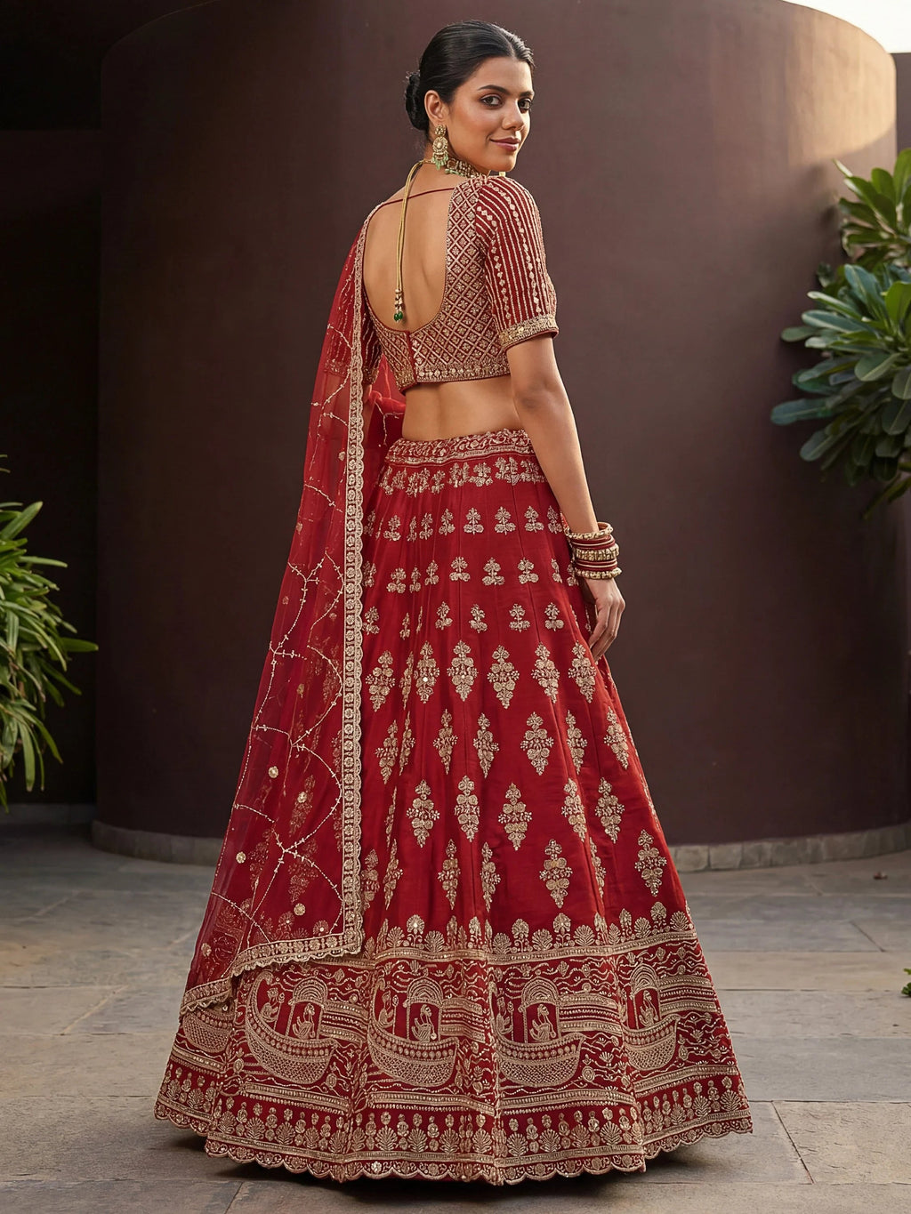 Royal Awesome Hand Work Silk Bridal Lehenga Choli With Double Dupatta