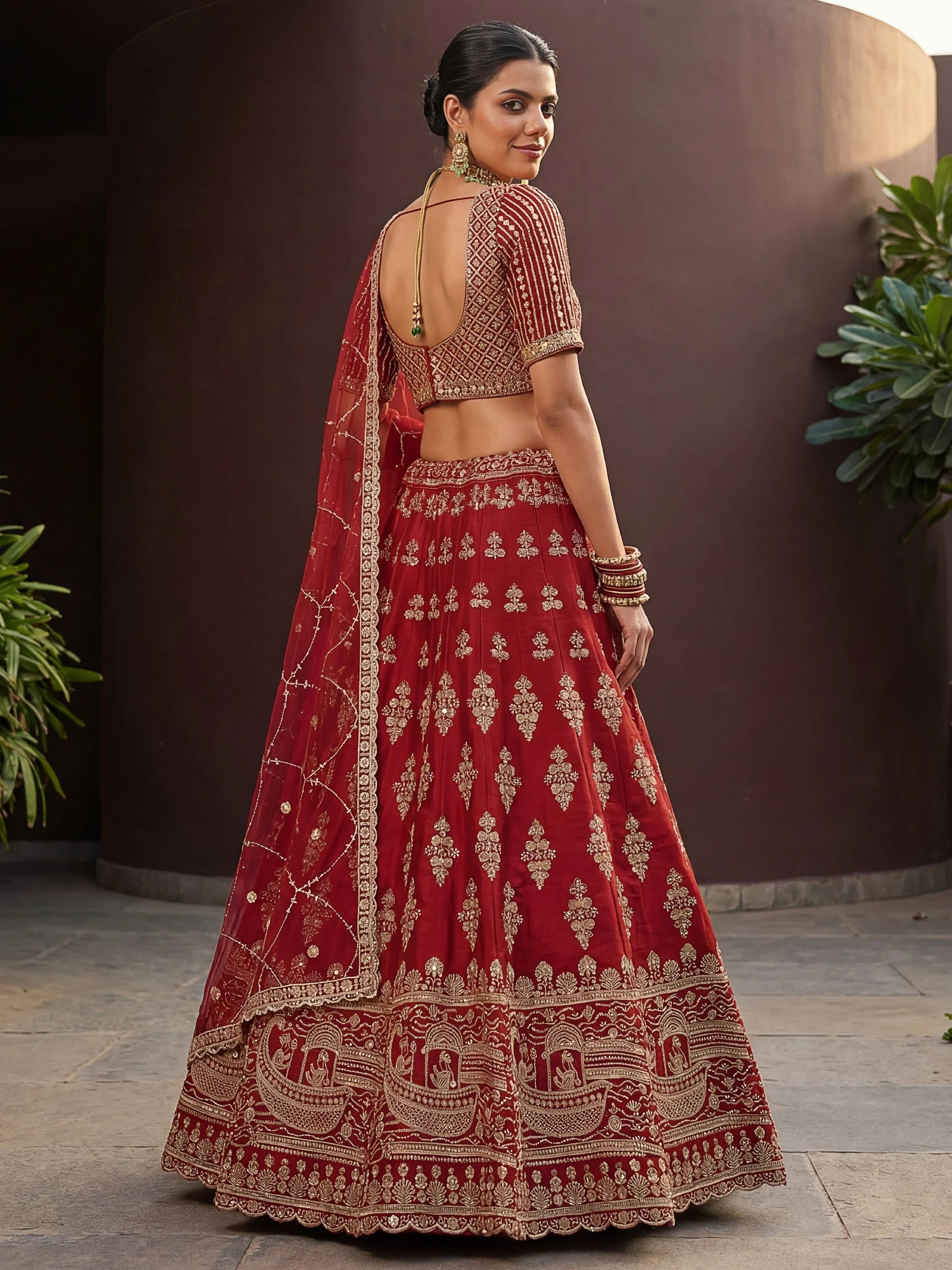 Royal Awesome Hand Work Silk Bridal Lehenga Choli With Double Dupatta