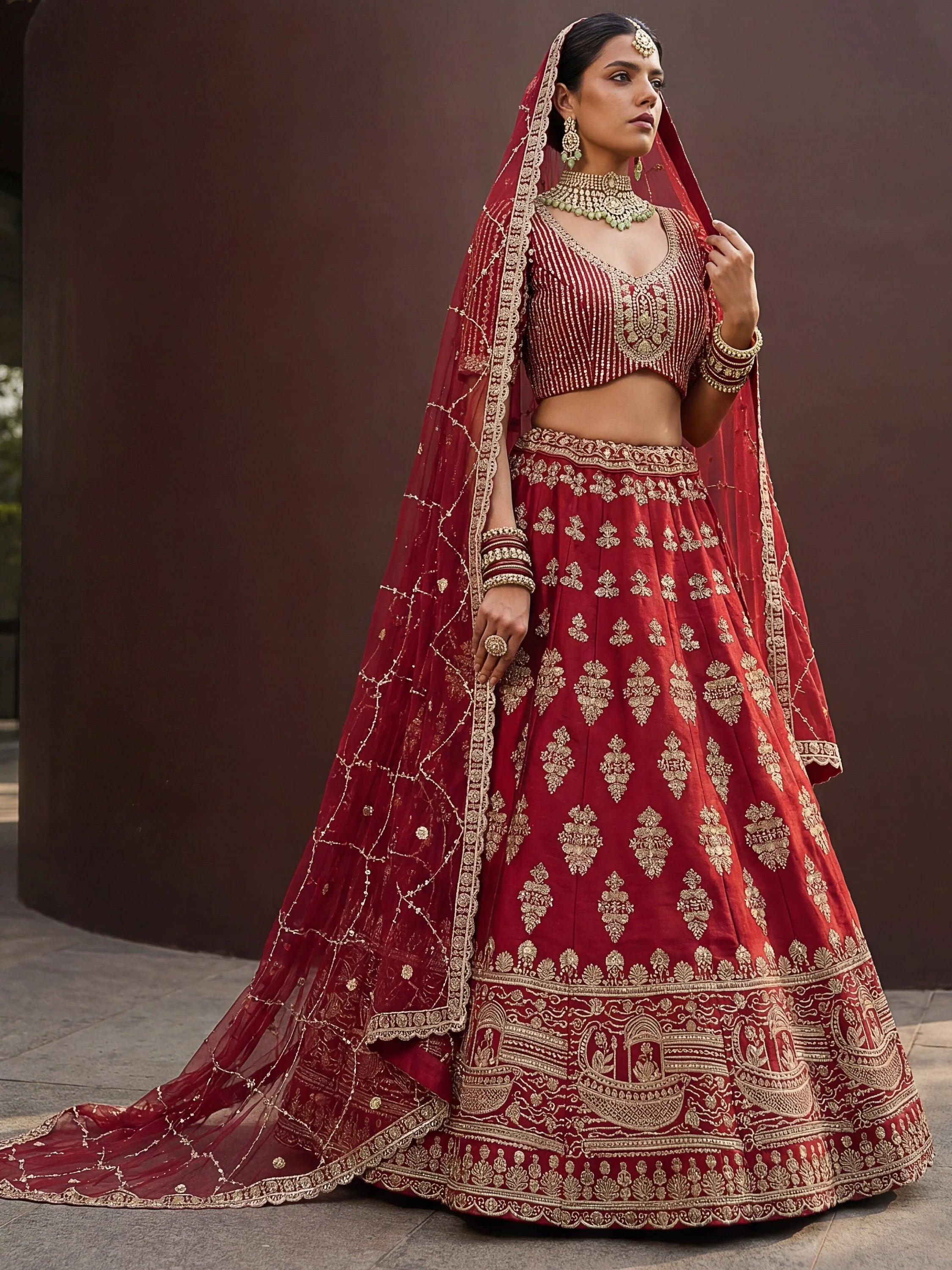 Royal Awesome Hand Work Silk Bridal Lehenga Choli With Double Dupatta