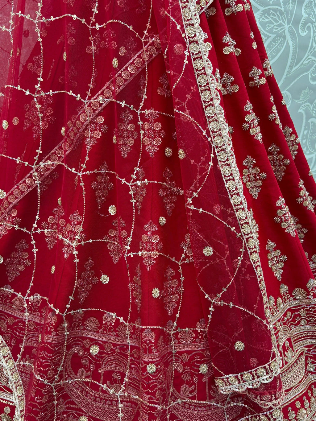 Royal Awesome Hand Work Silk Bridal Lehenga Choli With Double Dupatta