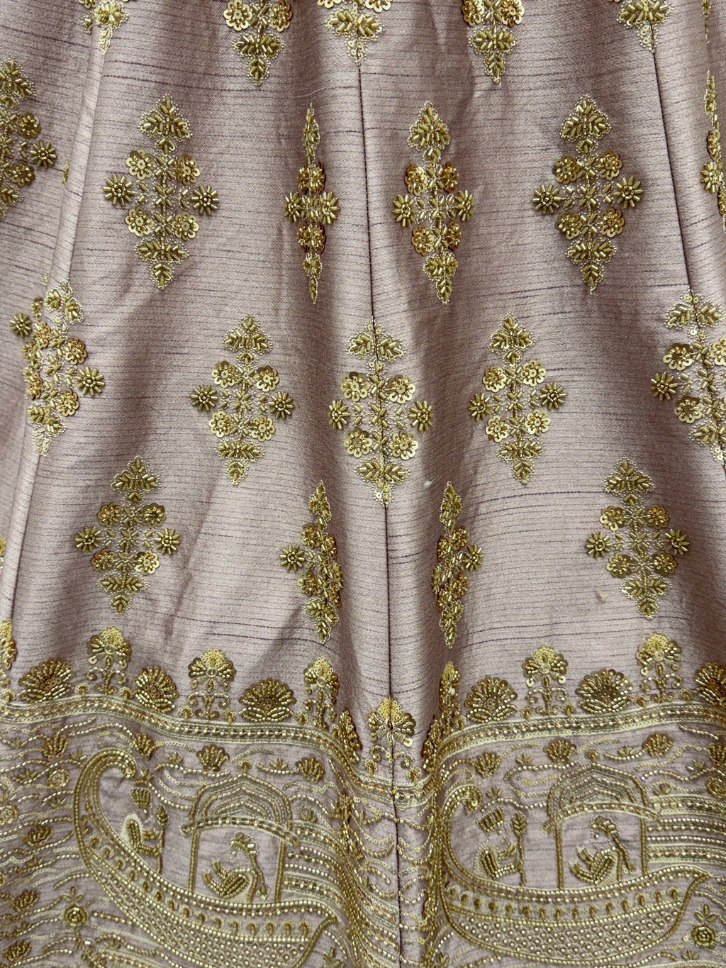 Beige Awesome Hand Work Silk Bridal Lehenga Choli With Double Dupatta