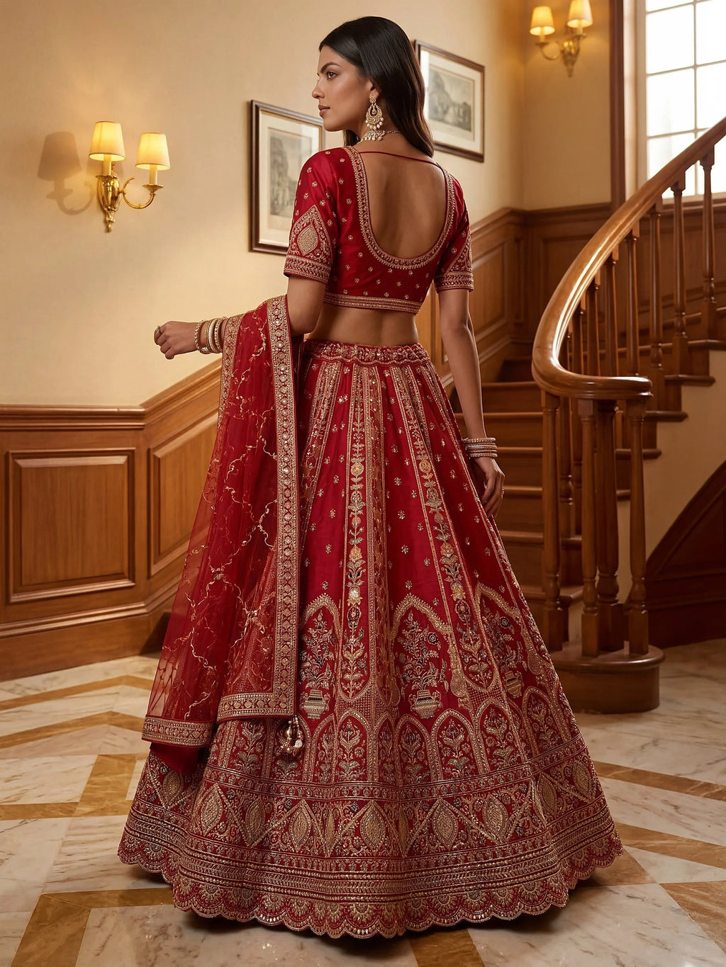 Red Ravishing Zari Embroidery Silk Bridal Lehenga Choli With Double Dupatta