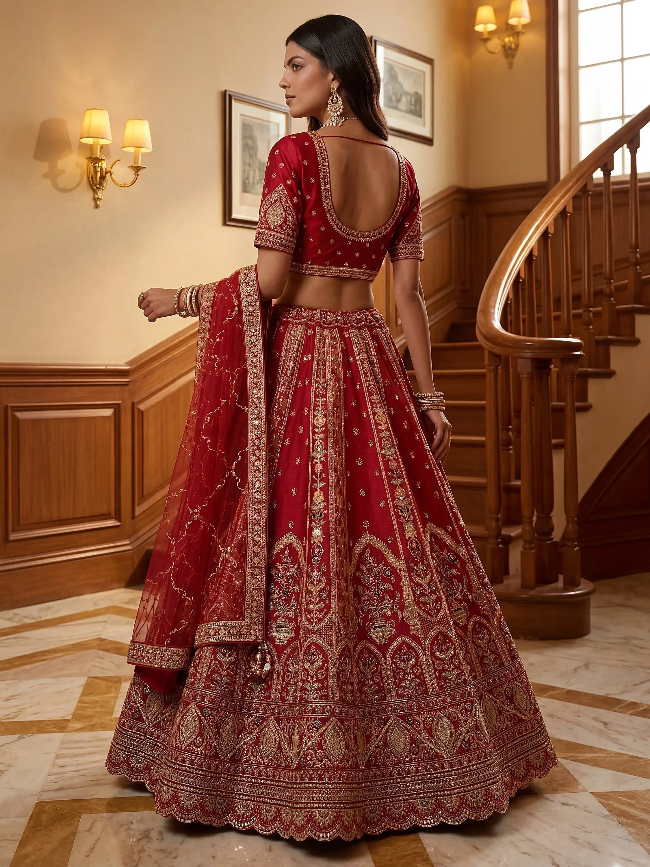 Red Ravishing Zari Embroidery Silk Bridal Lehenga Choli With Double Dupatta
