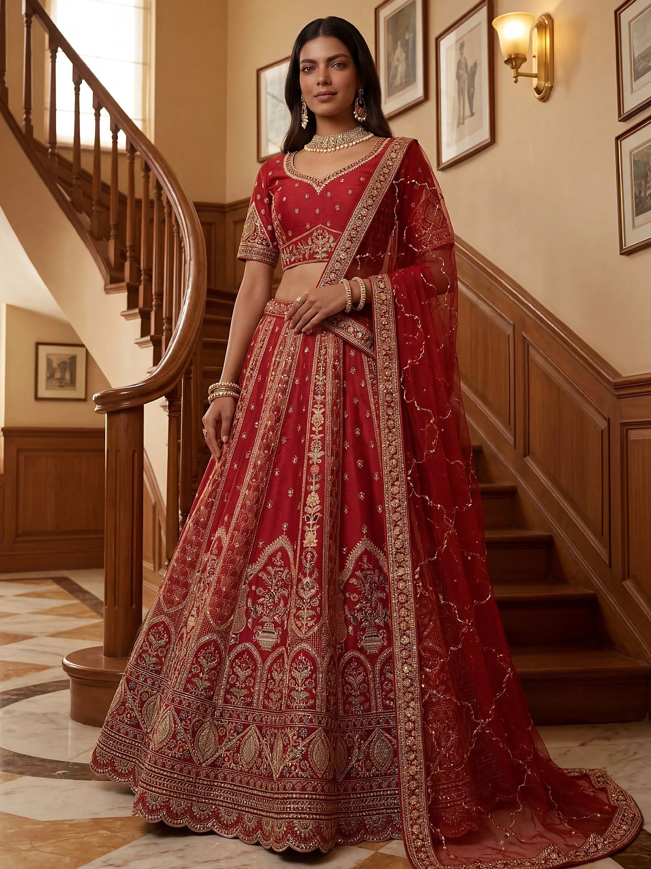 Red Ravishing Zari Embroidery Silk Bridal Lehenga Choli With Double Dupatta