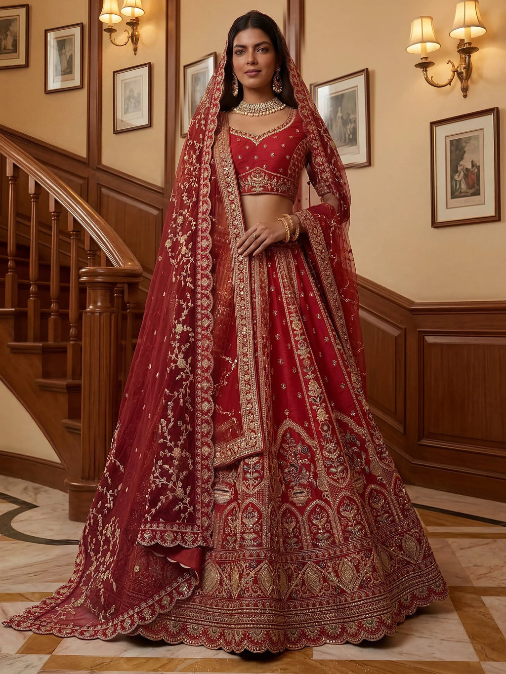 Red Ravishing Zari Embroidery Silk Bridal Lehenga Choli With Double Dupatta