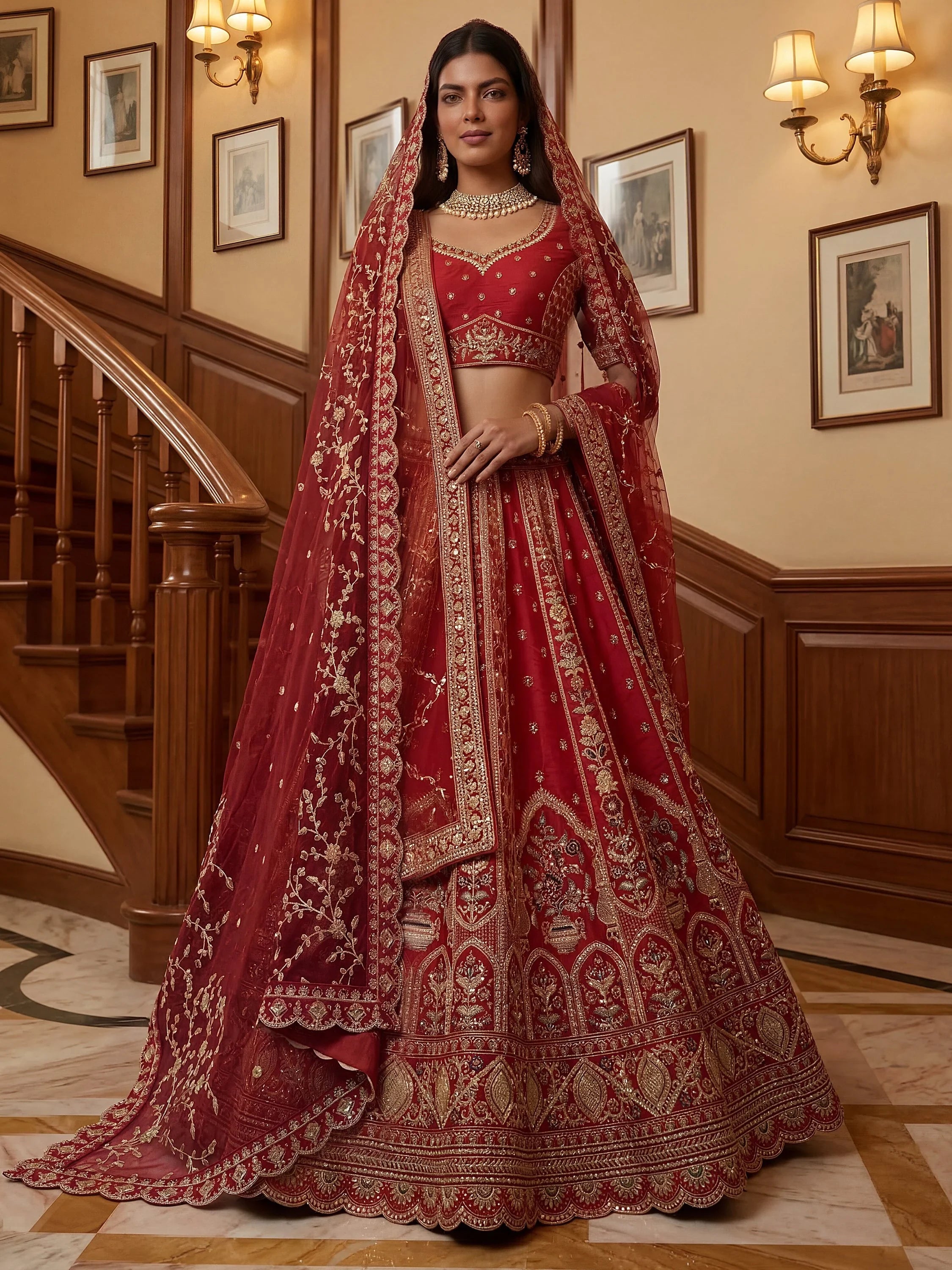 Red Ravishing Zari Embroidery Silk Bridal Lehenga Choli With Double Dupatta