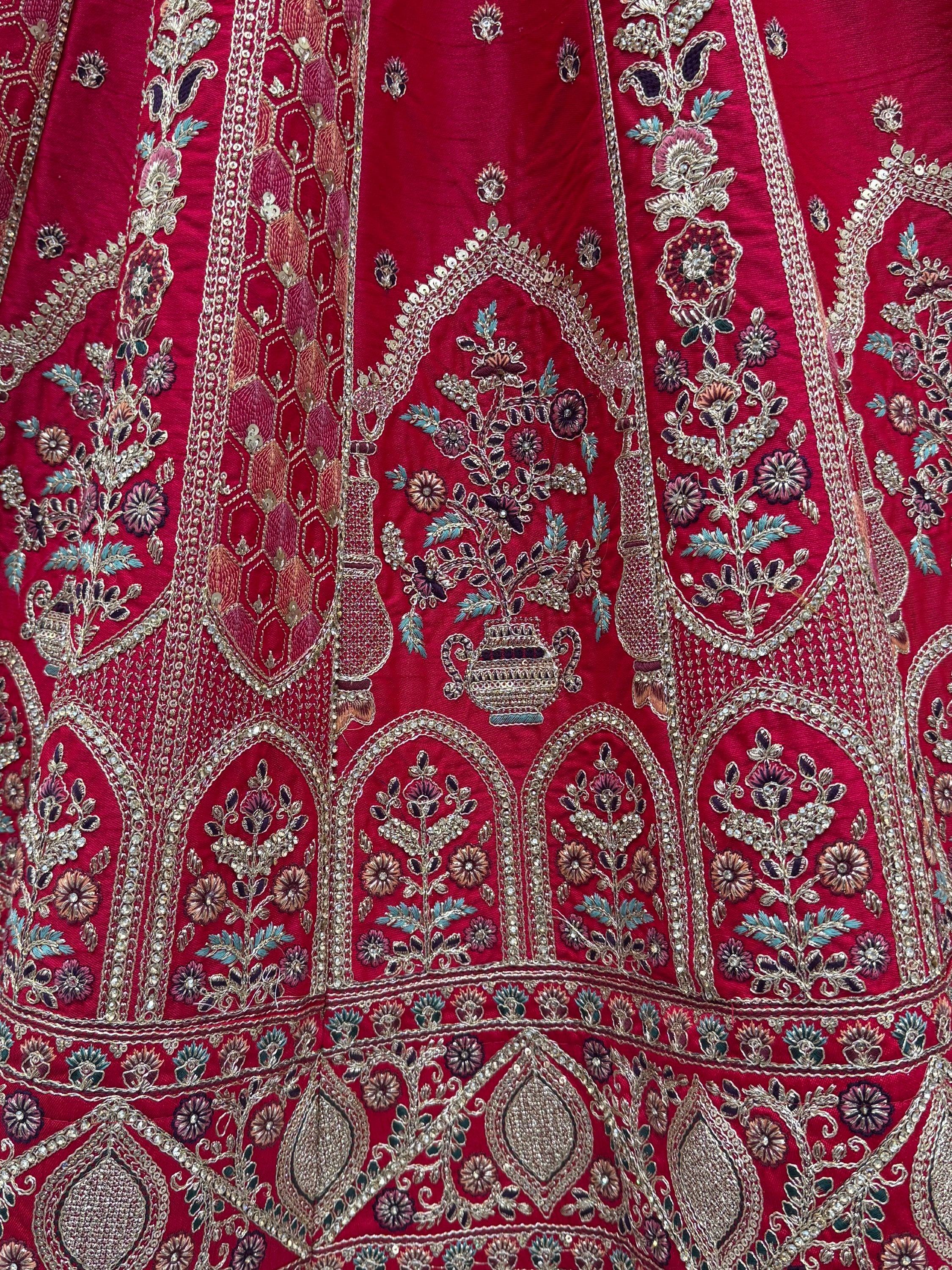 Red Ravishing Zari Embroidery Silk Bridal Lehenga Choli With Double Dupatta