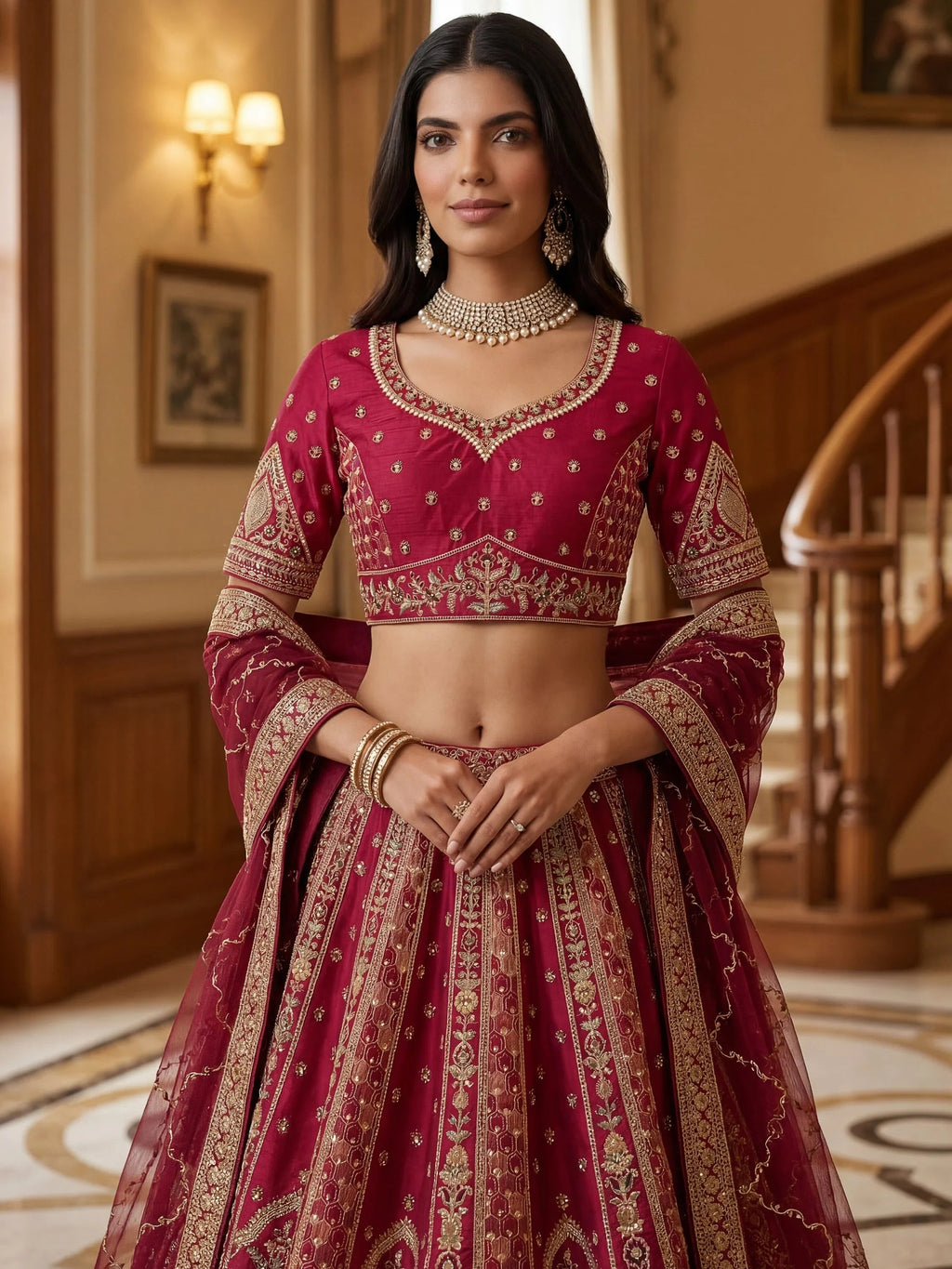 Pink Ravishing Zari Embroidery Silk Bridal Lehenga Choli With Double Dupatta