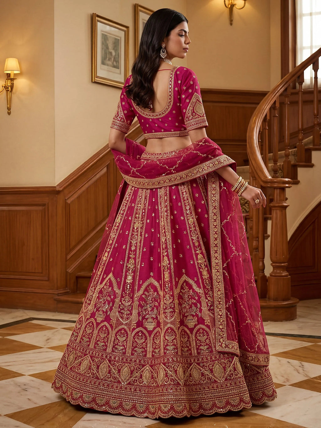 Pink Ravishing Zari Embroidery Silk Bridal Lehenga Choli With Double Dupatta