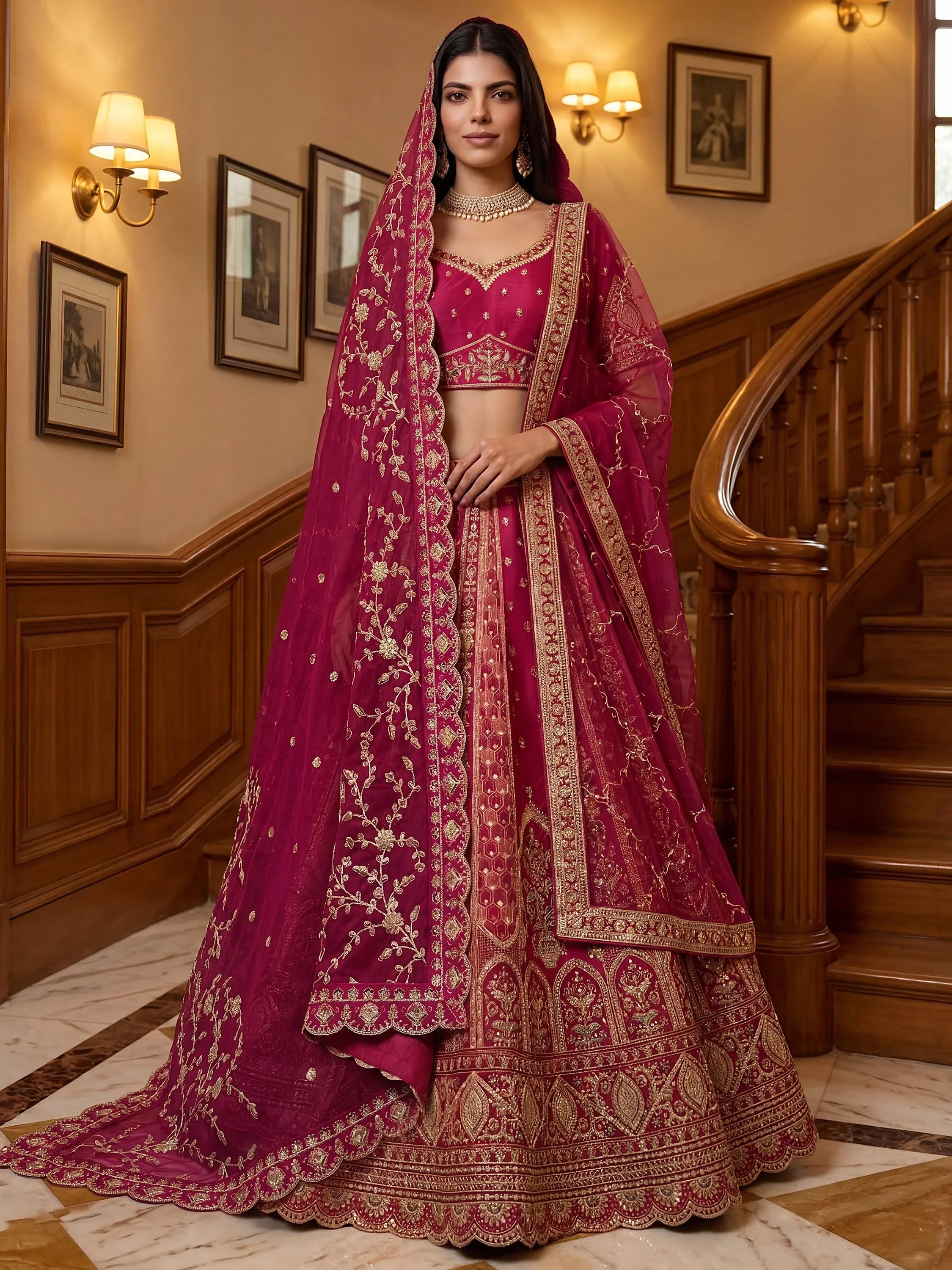 Pink Ravishing Zari Embroidery Silk Bridal Lehenga Choli With Double Dupatta