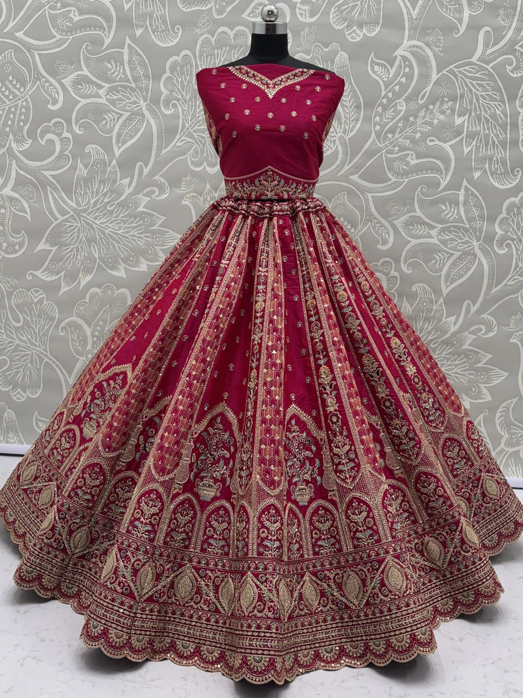 Pink Ravishing Zari Embroidery Silk Bridal Lehenga Choli With Double Dupatta