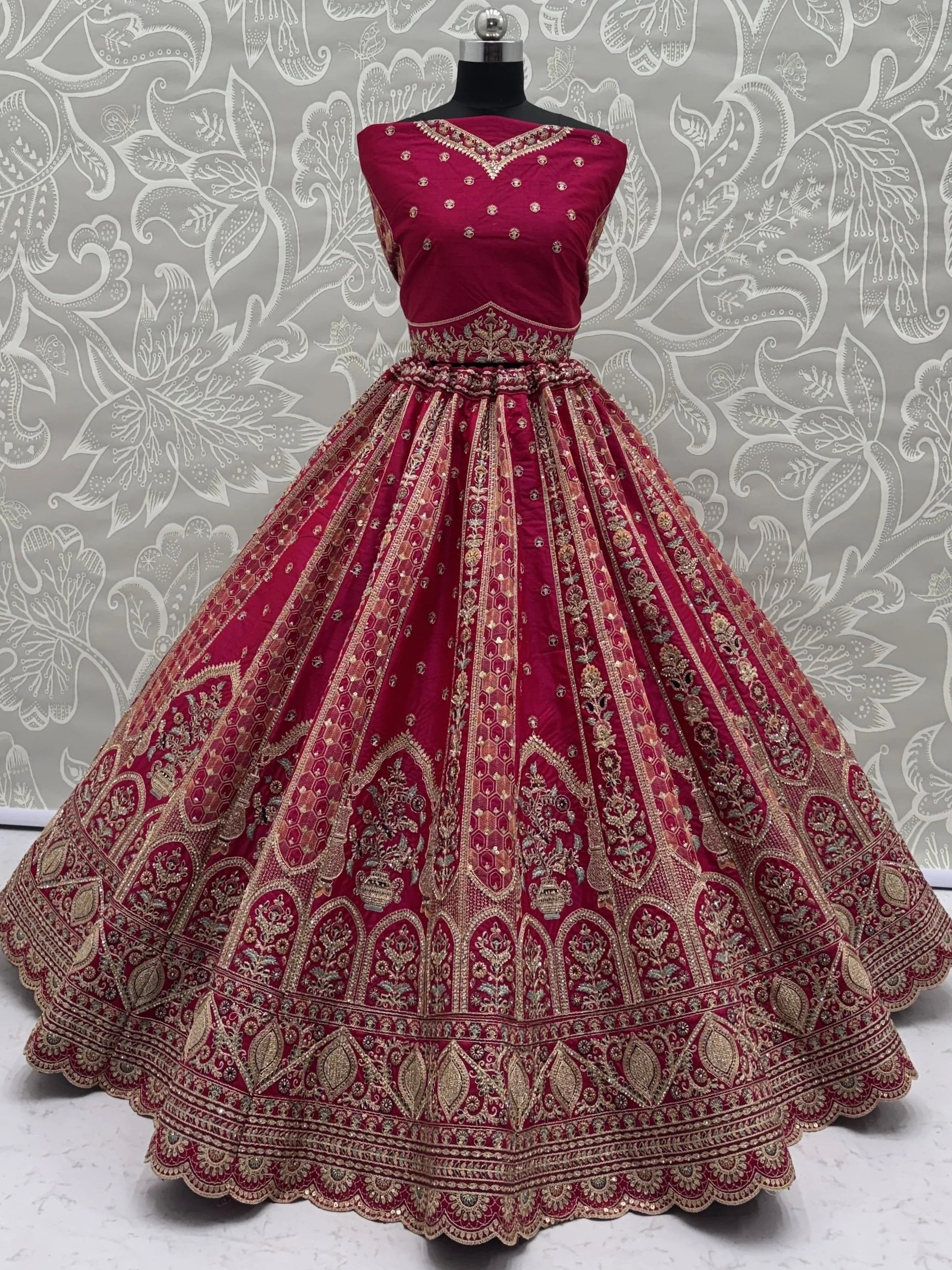 Pink Ravishing Zari Embroidery Silk Bridal Lehenga Choli With Double Dupatta