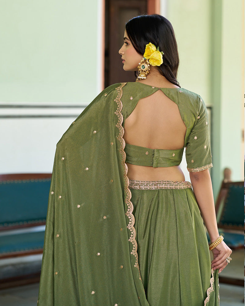 Designer Chinon Designer Lehenga Choli with Embroidery for Festive Occasions