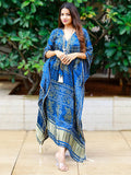 Blue Glorious Bandhej Print Gaji Silk Festival Wear Readymade Kaftan