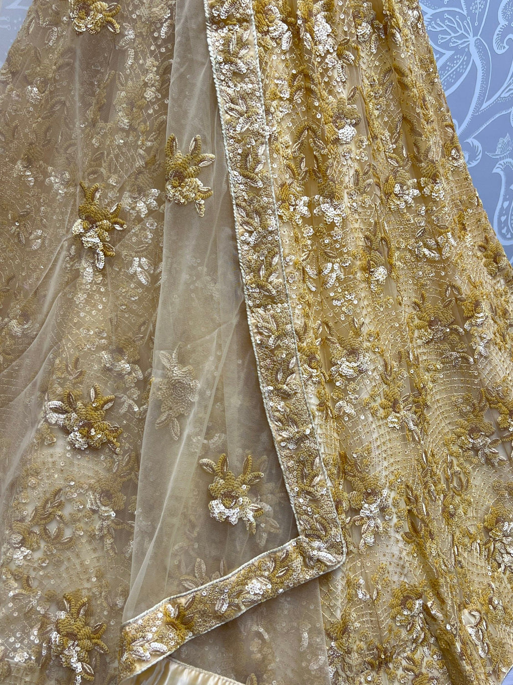 Yellow Captivating Sequins Net Bridesmaid Lehenga Choli With Dupatta