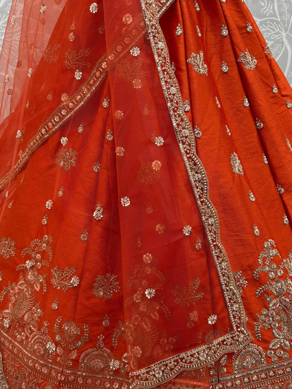 Royal Appealing Bead Work Silk Bridal Lehenga Choli With Double Dupatta
