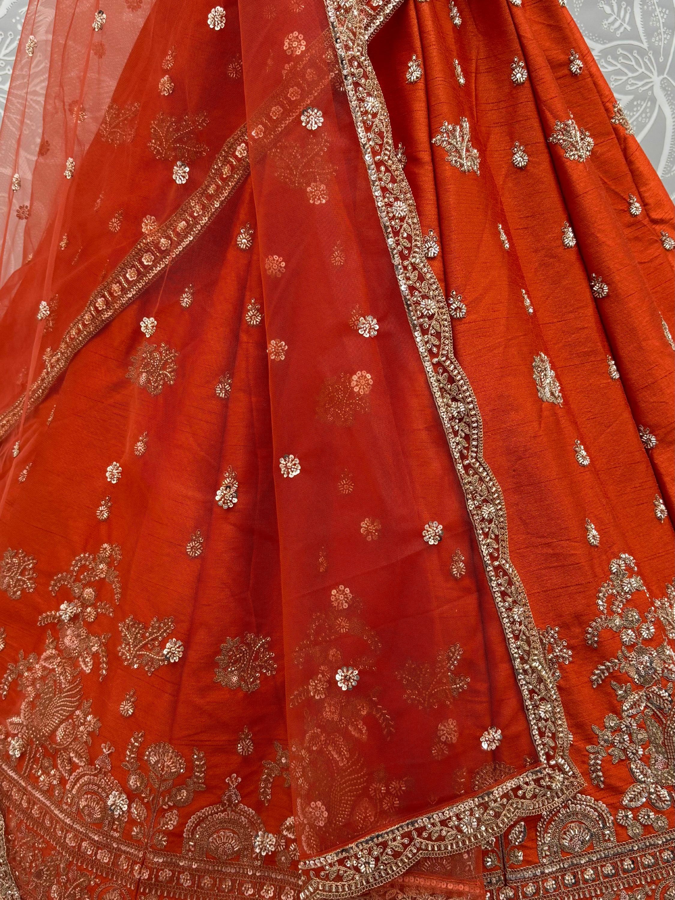 Royal Appealing Bead Work Silk Bridal Lehenga Choli With Double Dupatta