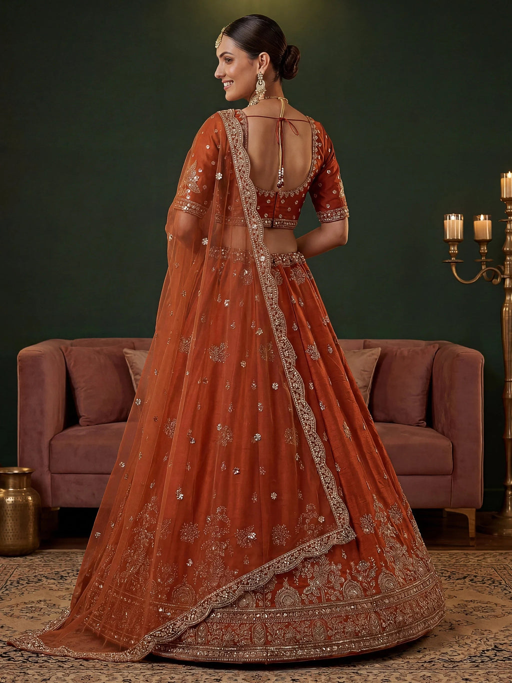 Royal Appealing Bead Work Silk Bridal Lehenga Choli With Double Dupatta