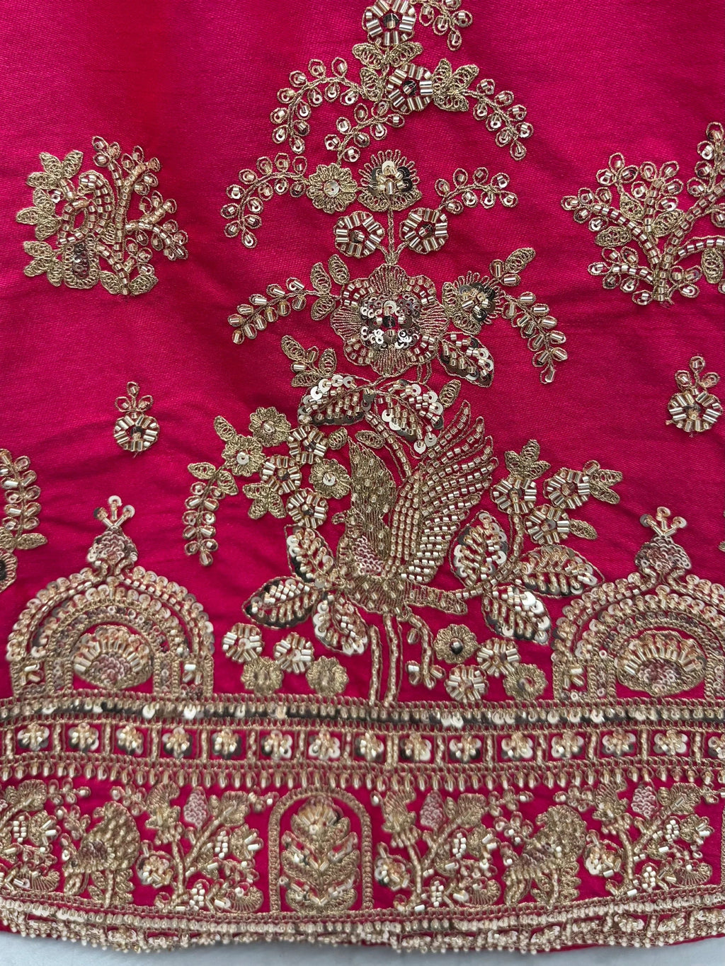 Pink Appealing Bead Work Silk Bridal Lehenga Choli With Double Dupatta