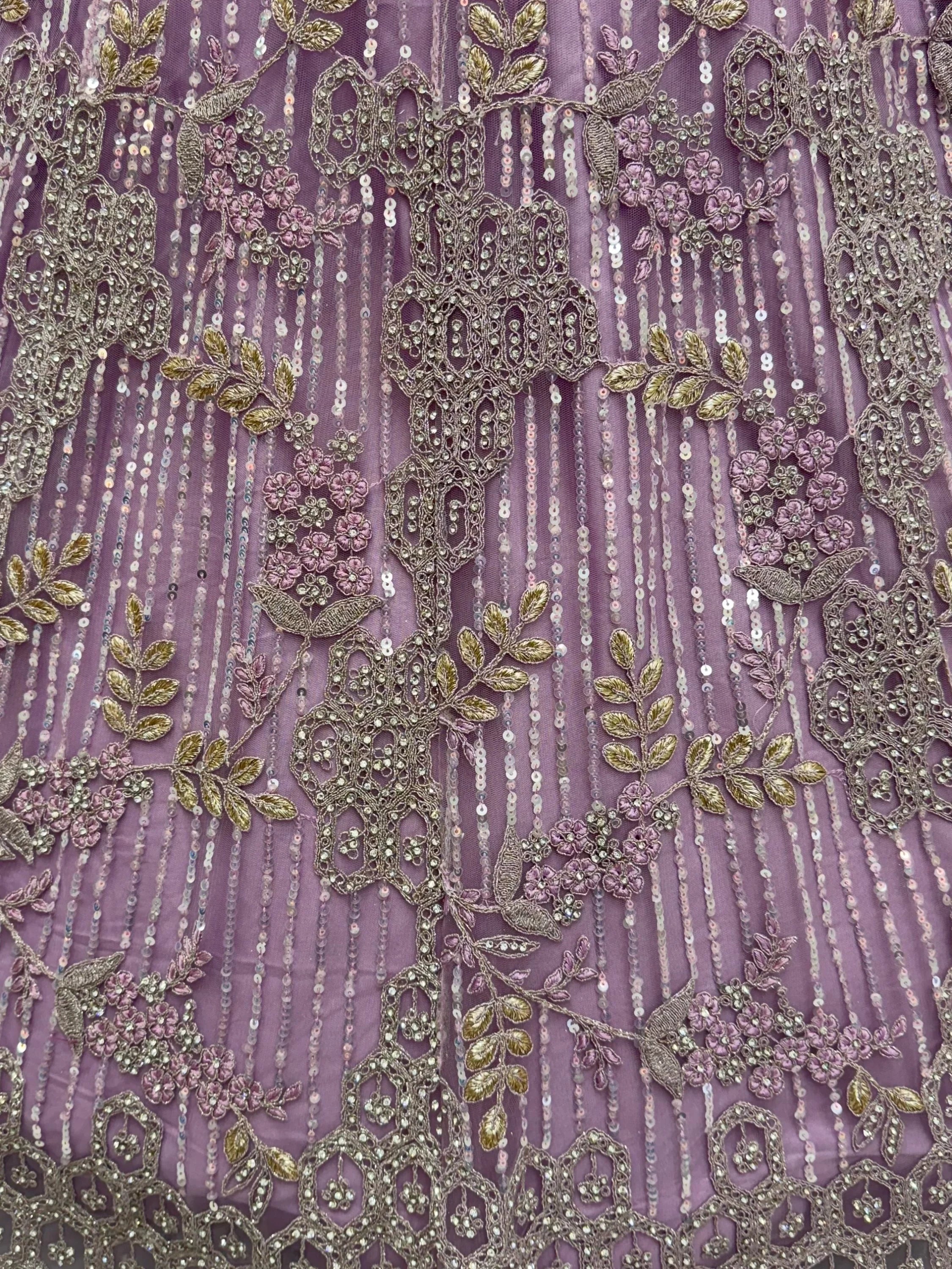 Lavender Breathtaking Zircon Work Net Bridesmaid Lehenga With Blouse
