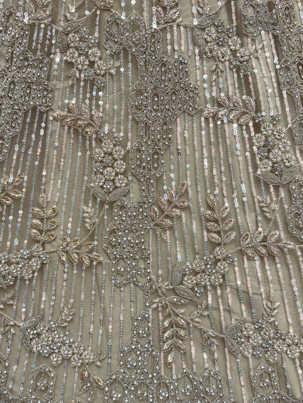 Beige Breathtaking Zircon Work Net Bridesmaid Lehenga With Blouse