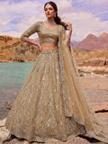Luxurious Gold Sequins Net Reception Wear Lehenga Choli With Dupatta