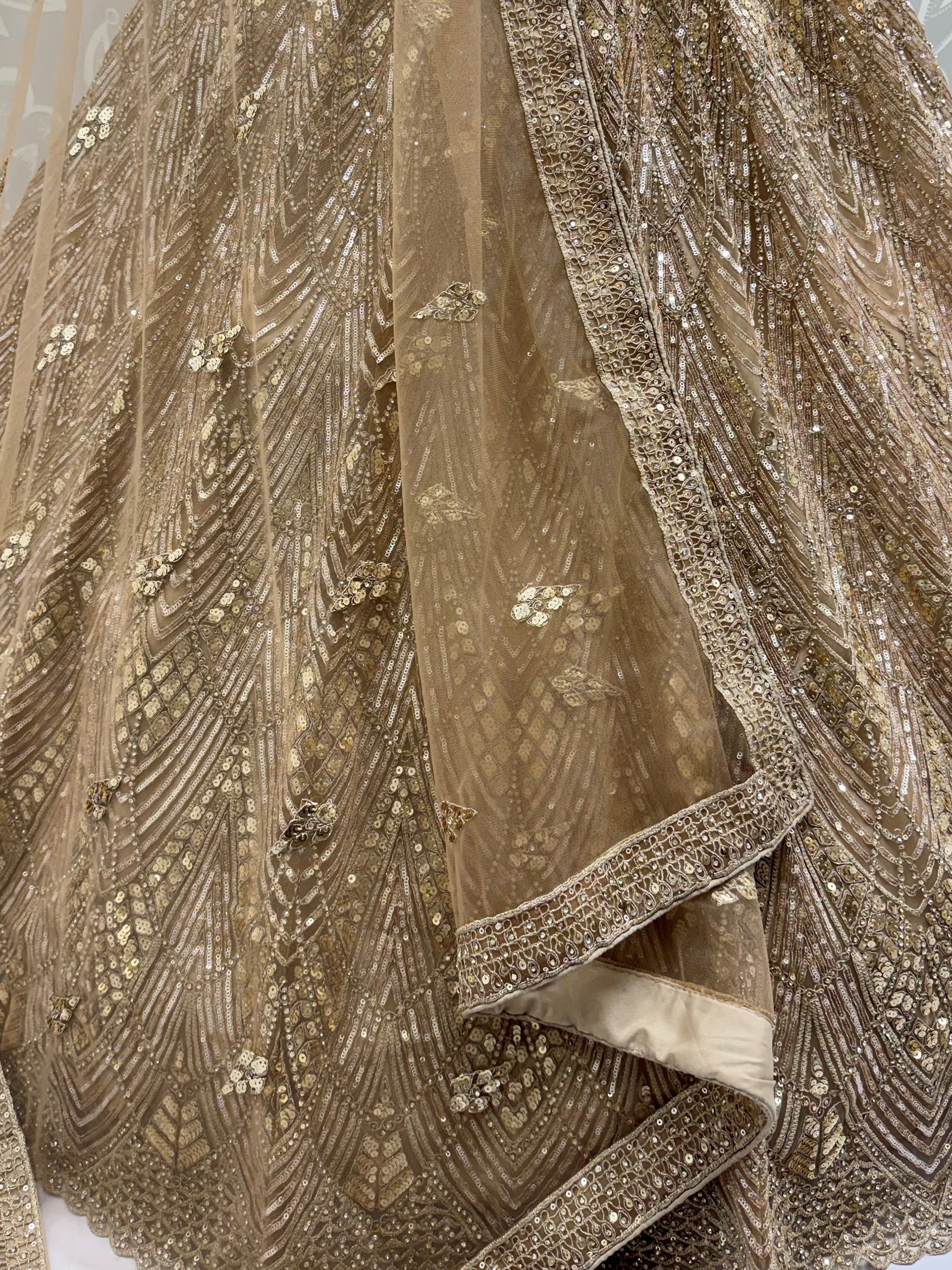 Luxurious Gold Sequins Net Reception Wear Lehenga Choli With Dupatta