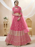 Pretty Pink Embroidered Georgette Bridesmaid Plus Size Lehenga Choli