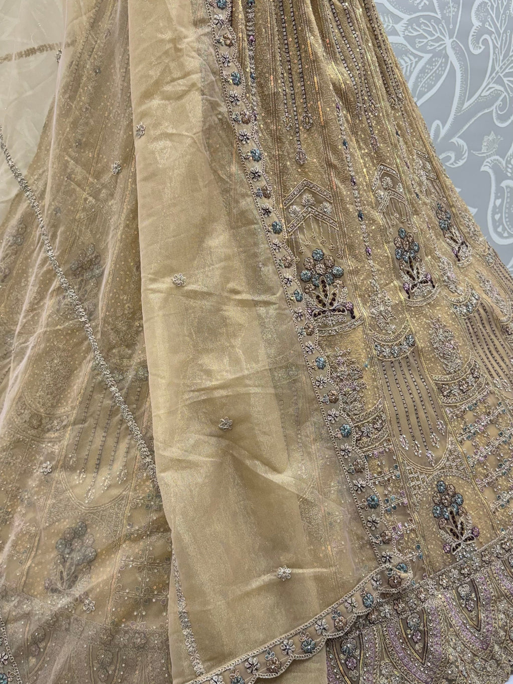 Royal Golden Multi Thread Work Net Reception Wear Lehenga Choli