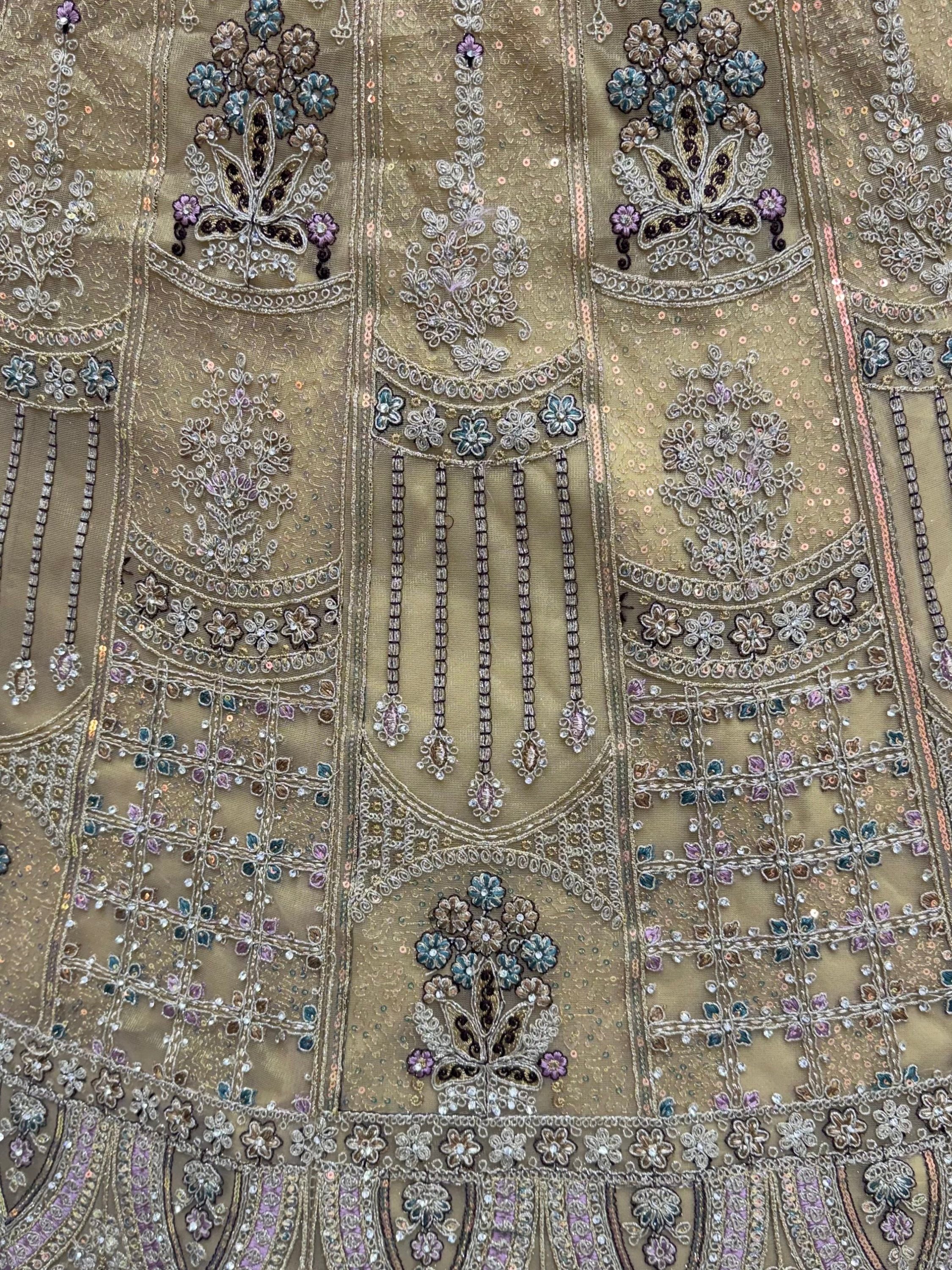 Royal Golden Multi Thread Work Net Reception Wear Lehenga Choli