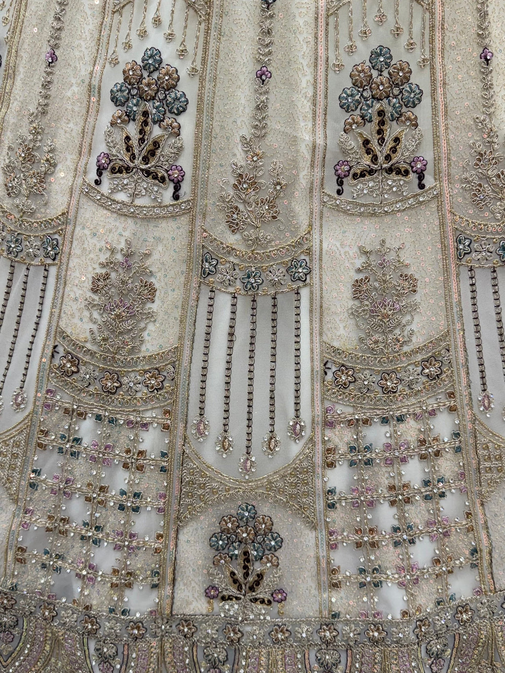 White Golden Multi Thread Work Net Reception Wear Lehenga Choli