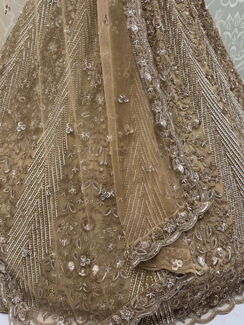 Gorgeous Beige Sequins Net Engagement Wear Lehenga Choli With Dupatta
