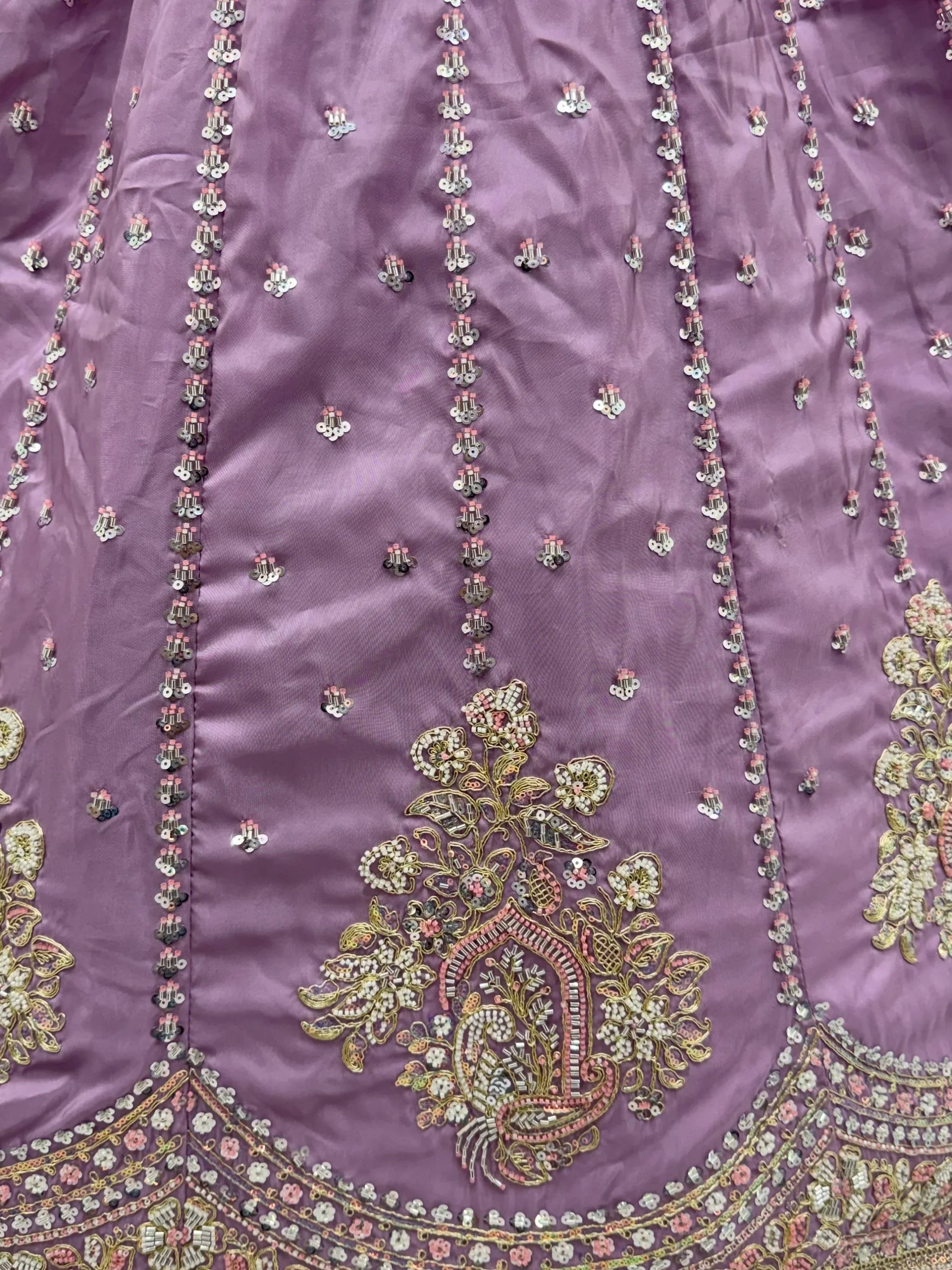 Lavender Fantastic Sequins Silk Reception Wear Lehenga Choli