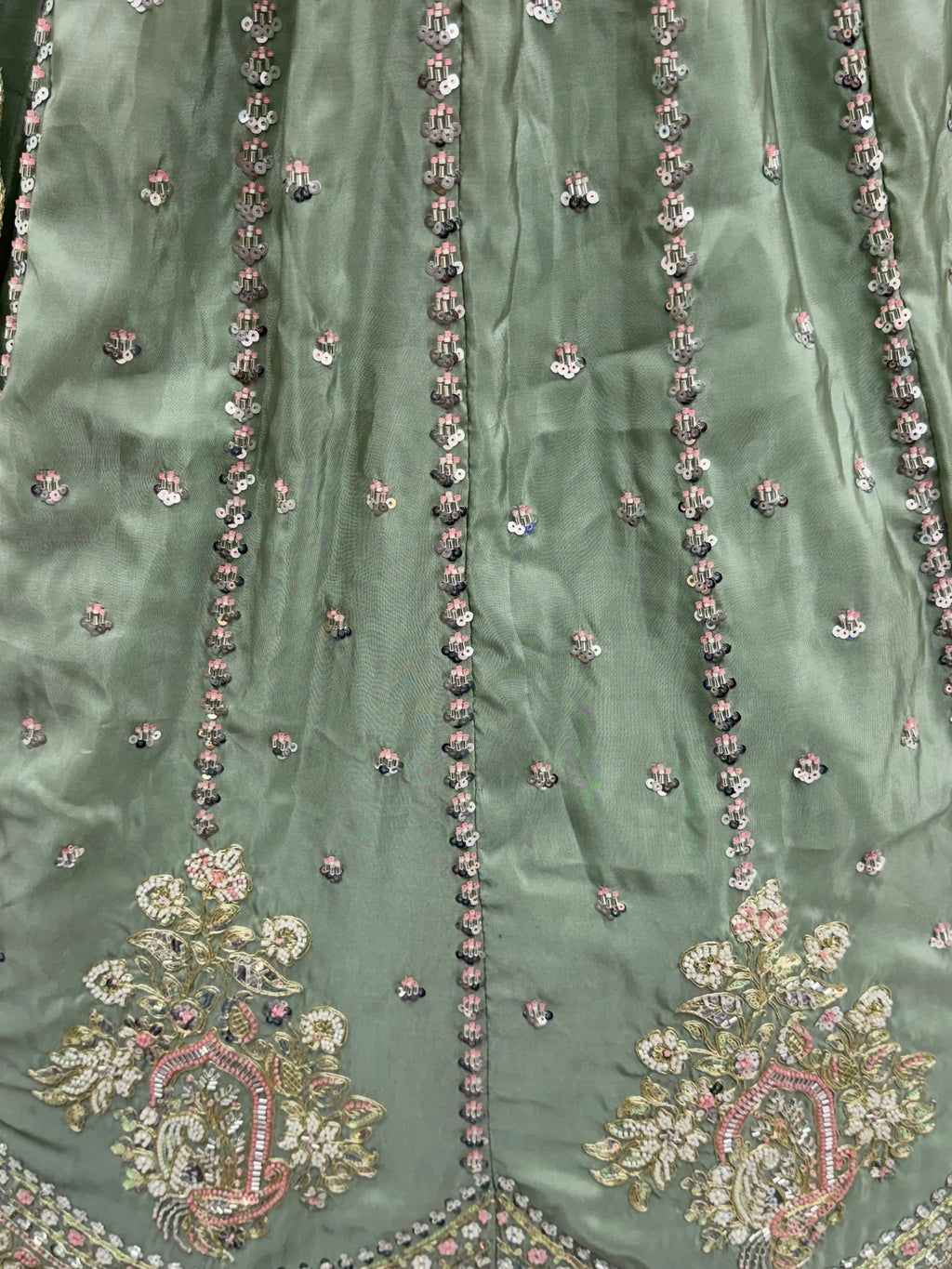 Green Fantastic Sequins Silk Reception Wear Lehenga Choli