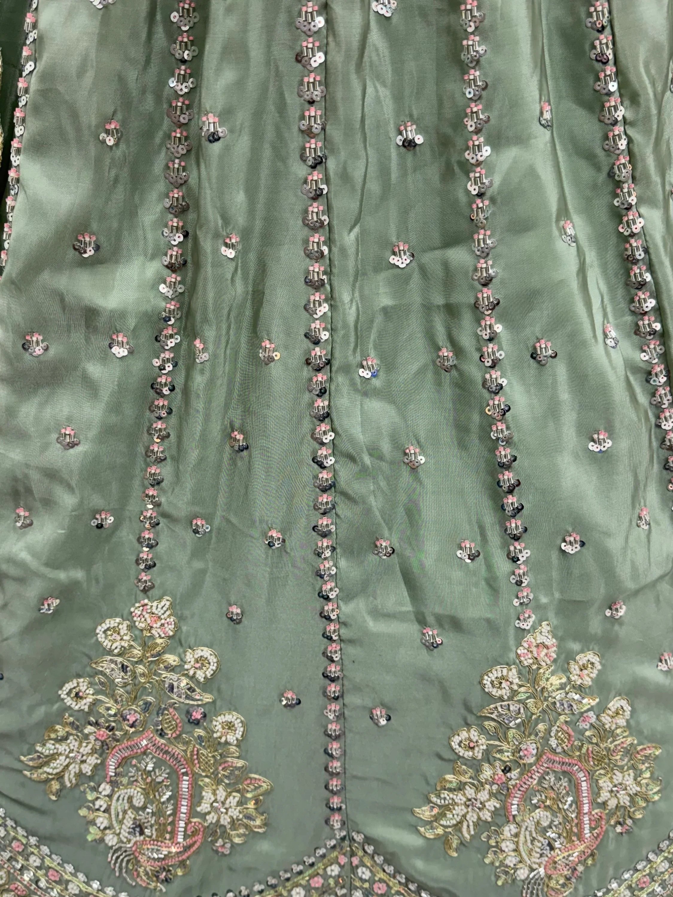 Green Fantastic Sequins Silk Reception Wear Lehenga Choli