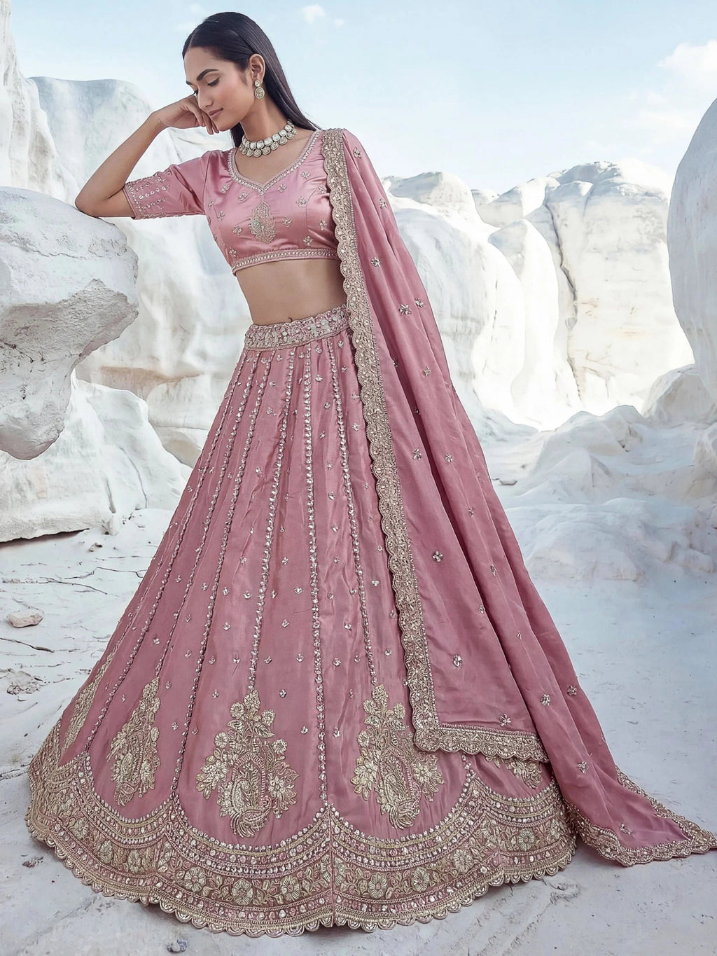 Royal Fantastic Sequins Silk Reception Wear Lehenga Choli