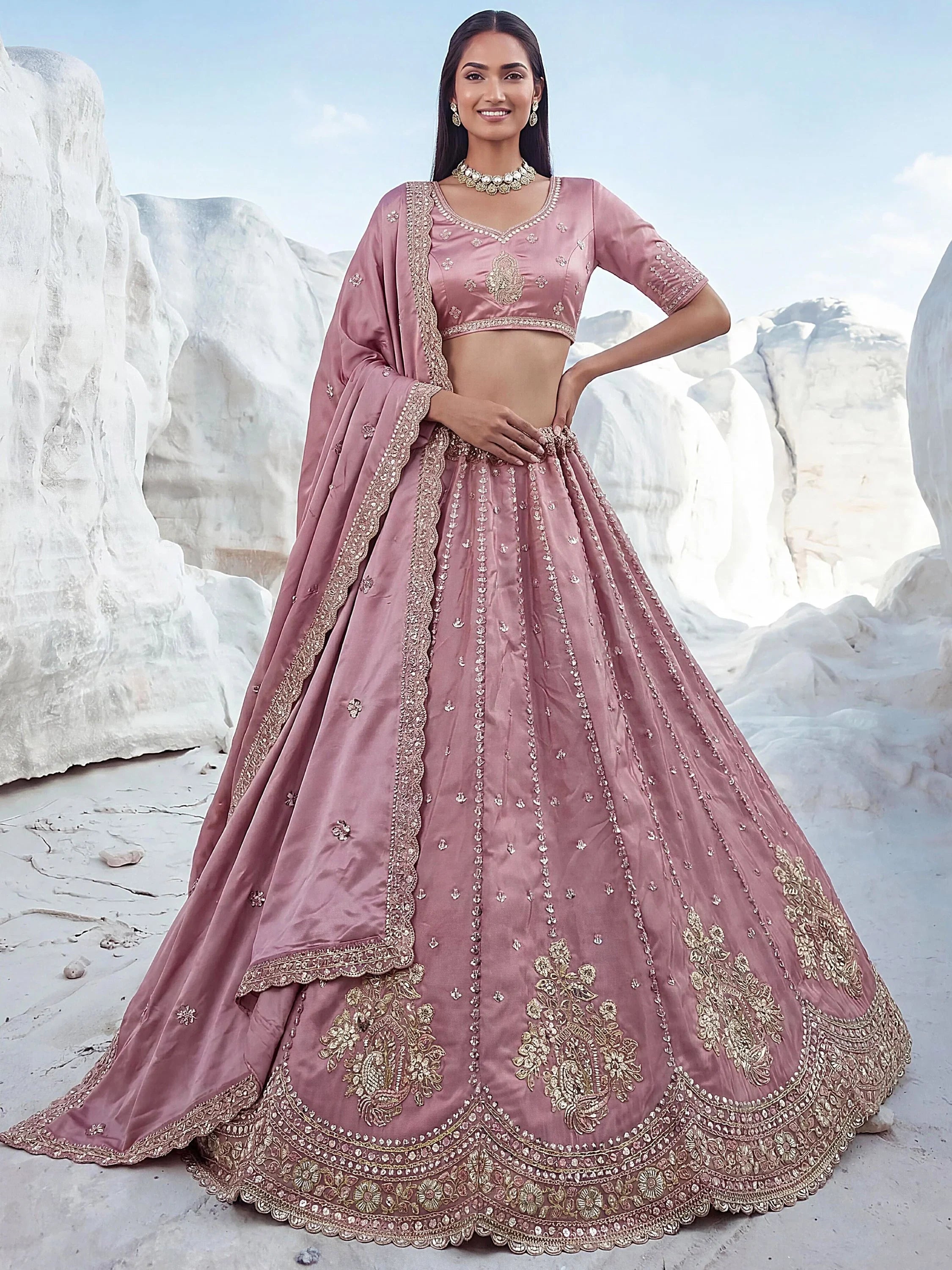 Royal Fantastic Sequins Silk Reception Wear Lehenga Choli