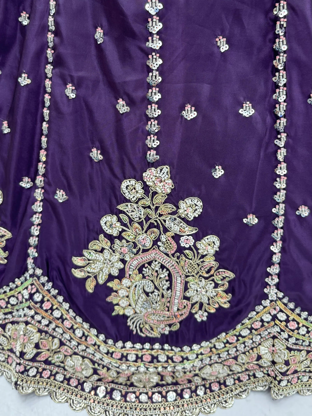 Purple Fantastic Sequins Silk Reception Wear Lehenga Choli