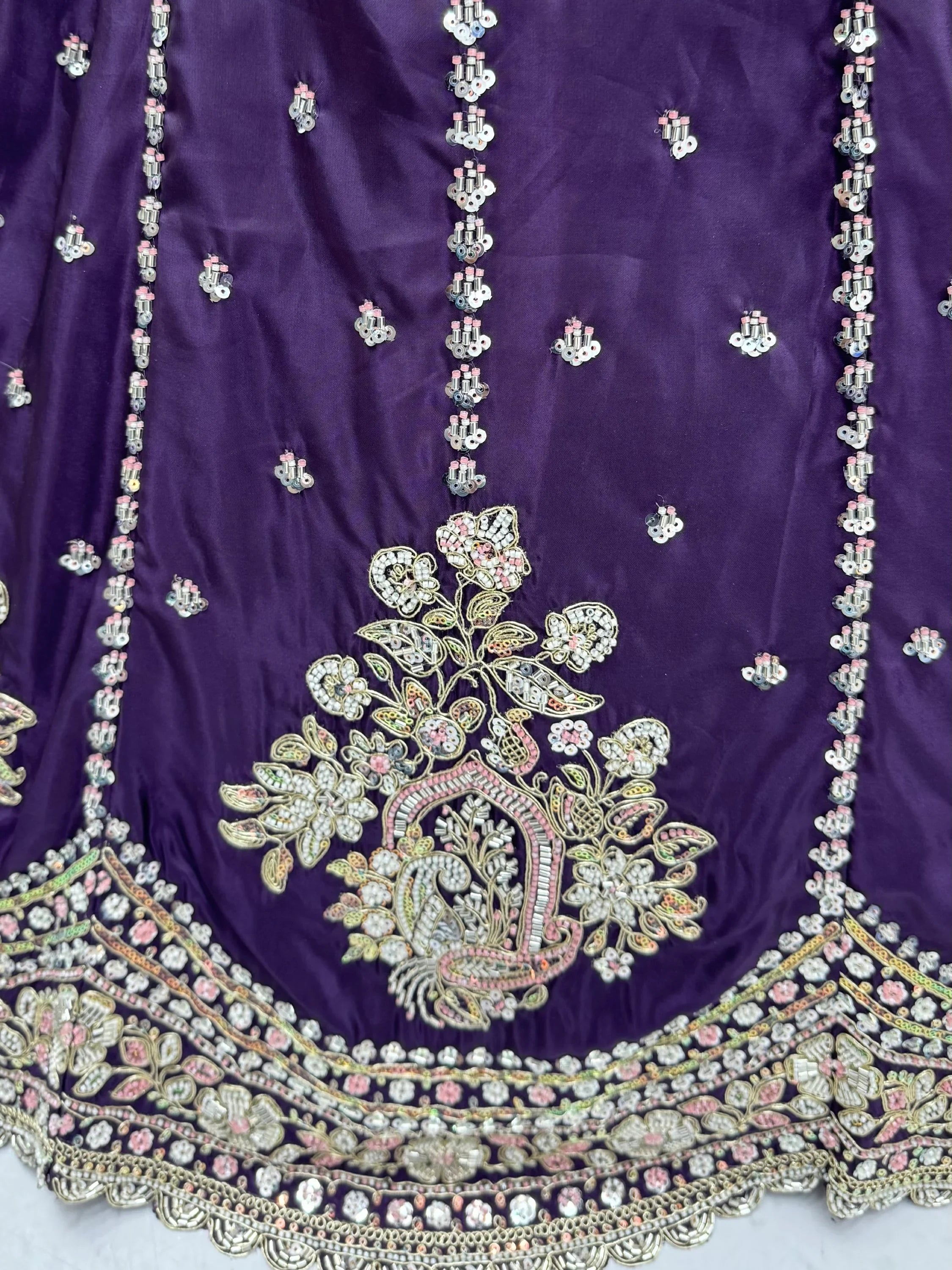 Purple Fantastic Sequins Silk Reception Wear Lehenga Choli