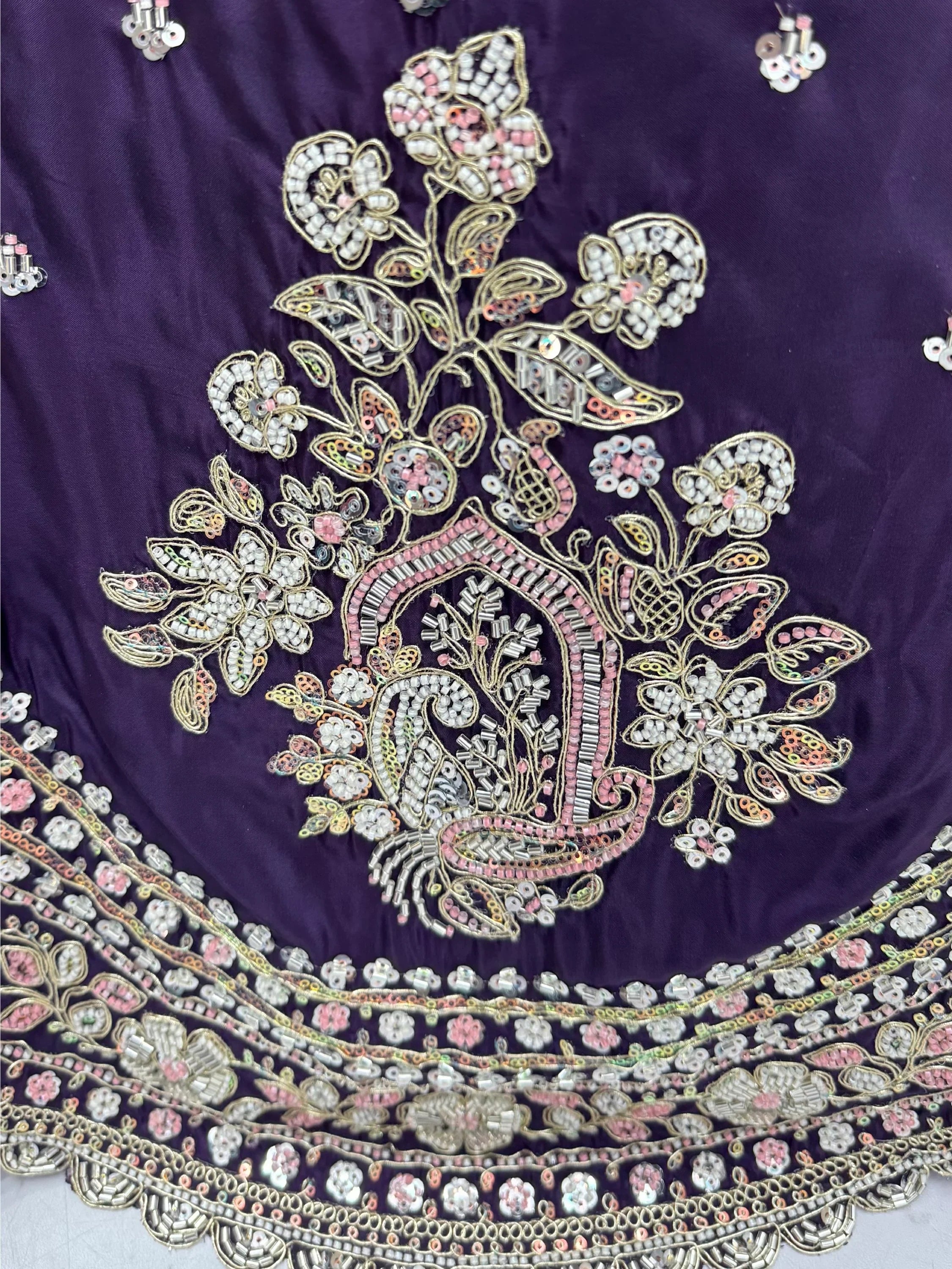 Purple Fantastic Sequins Silk Reception Wear Lehenga Choli