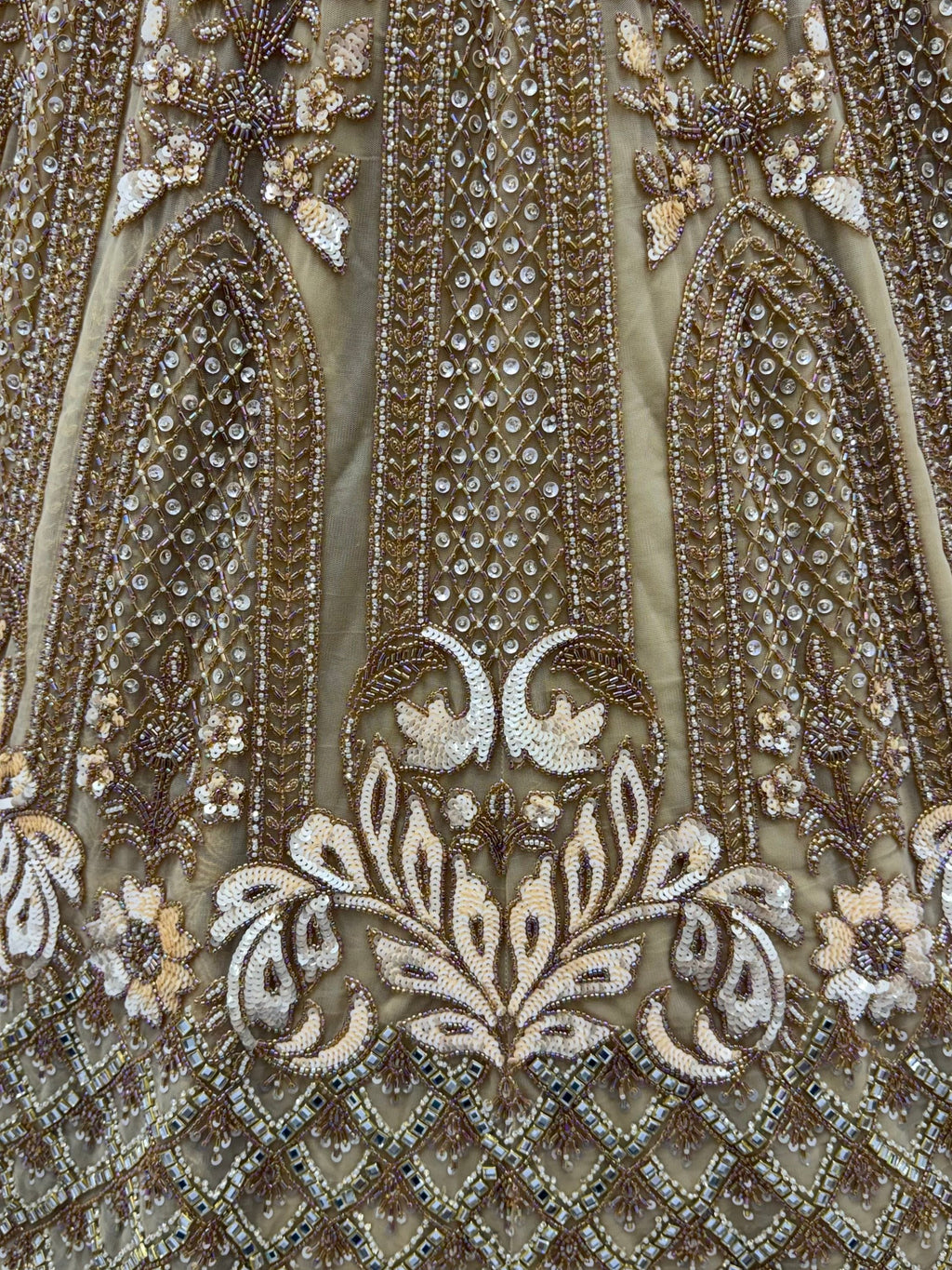 Luxurious Golden Hand Embroidery Net Bridal Lehenga Choli With Dupatta