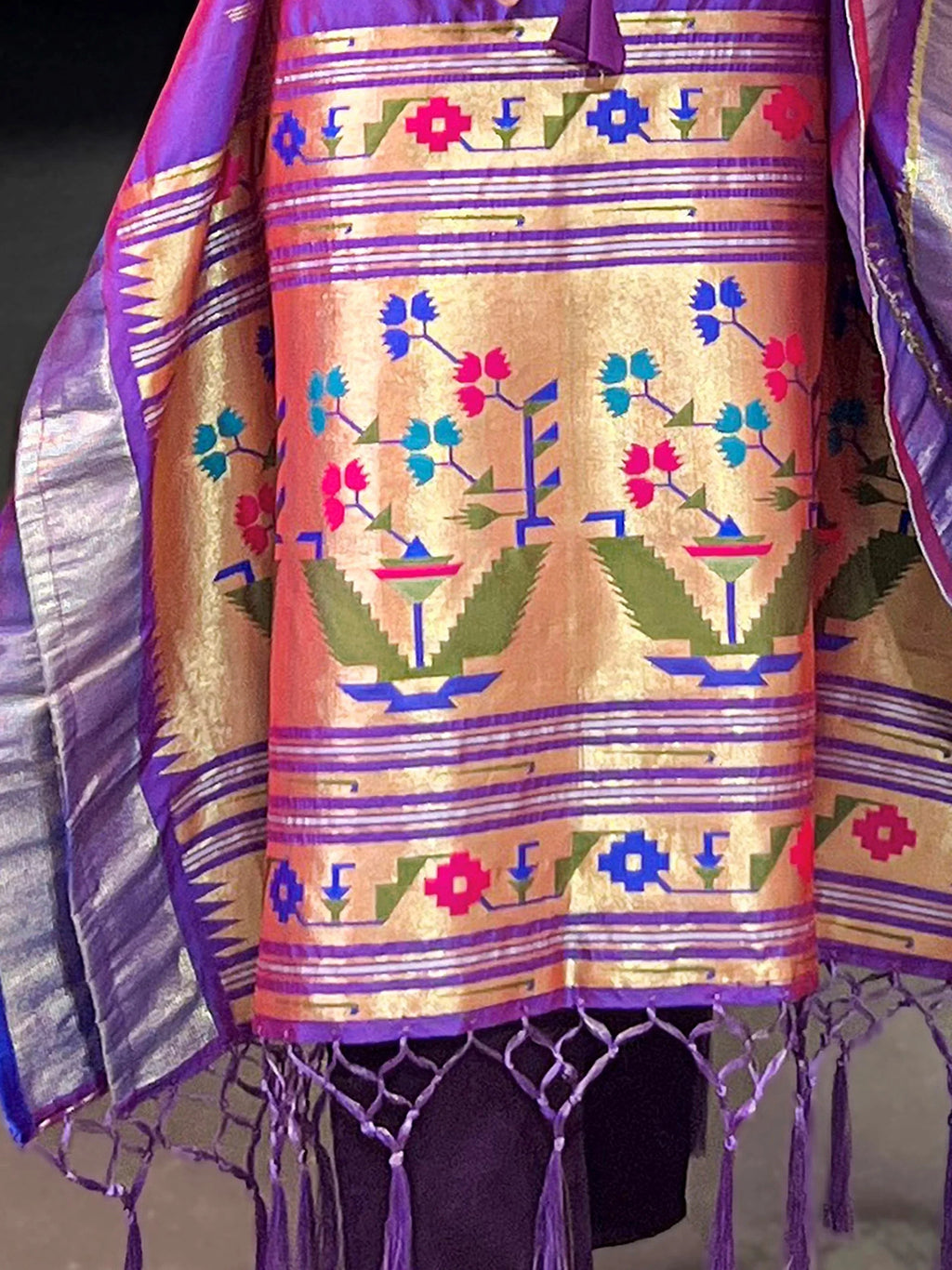 Purple Glowing Zari Weaving jacquard Festive Wear Kaftan