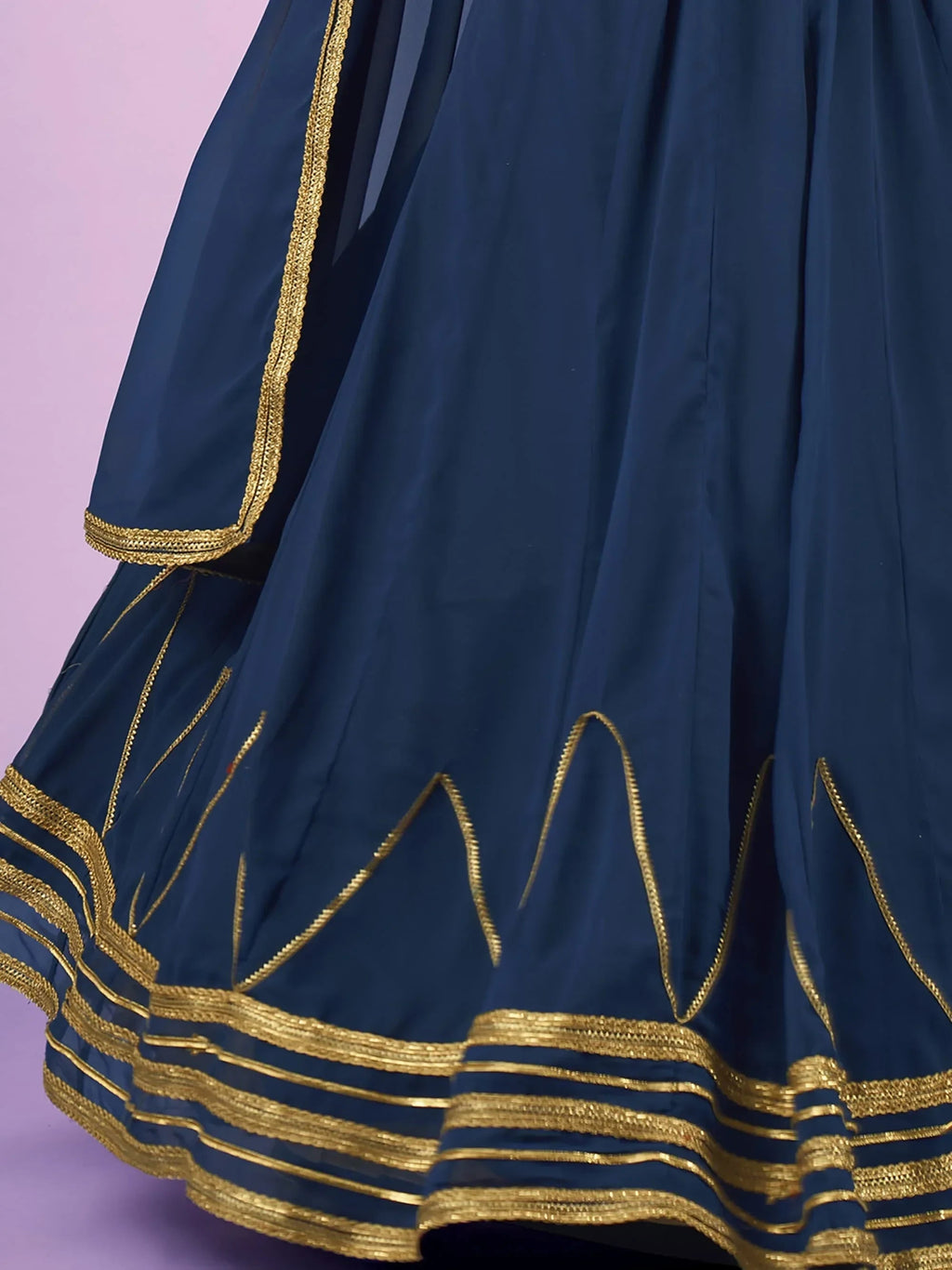 Pretty Navy Blue Gota Work Georgette Party Wear lehenga Choli