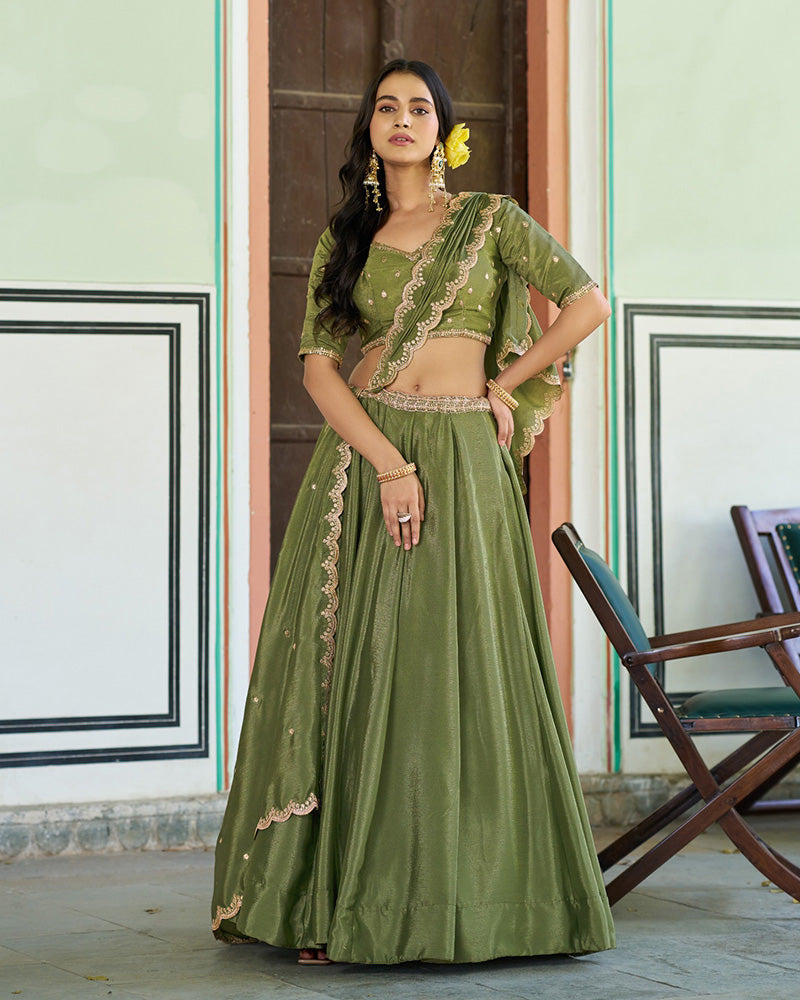 Designer Chinon Designer Lehenga Choli with Embroidery for Festive Occasions