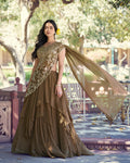 Coffee Color Marble Sequence Embroidered Lehenga Choli
