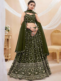 Charming Green Sequins Georgette Festival Wear Plus Size Lehenga Choli